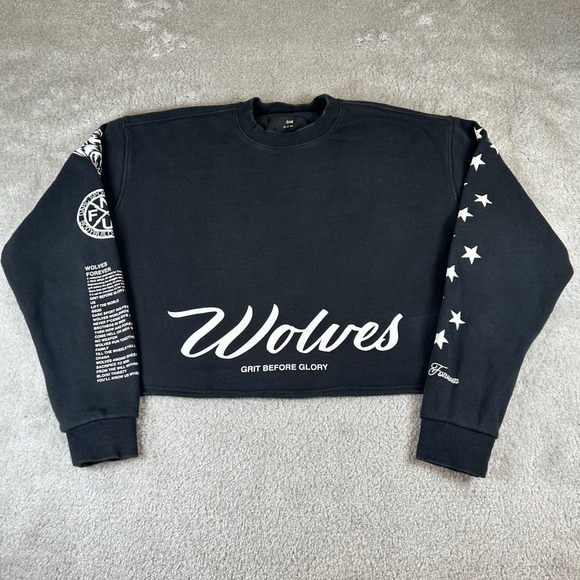 Darc Sport Tops - Darc Sport Wolves Grit Before‎ Glory Cropped Sweatshirt Black Limited Edition L